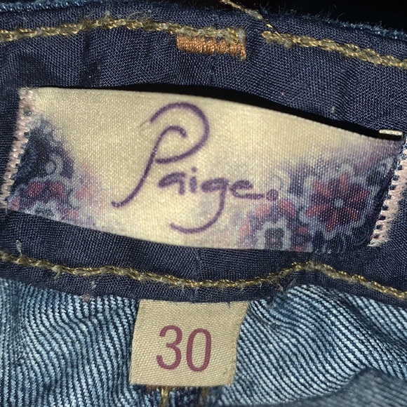 Paige Peg Skinny Distressed w holes dark wash jean - Picture 11 of 11